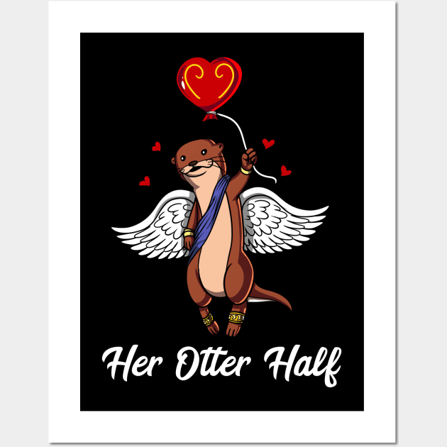 Her Otter Half Matching Valentines Day Boyfriend Wall Art by underheaven